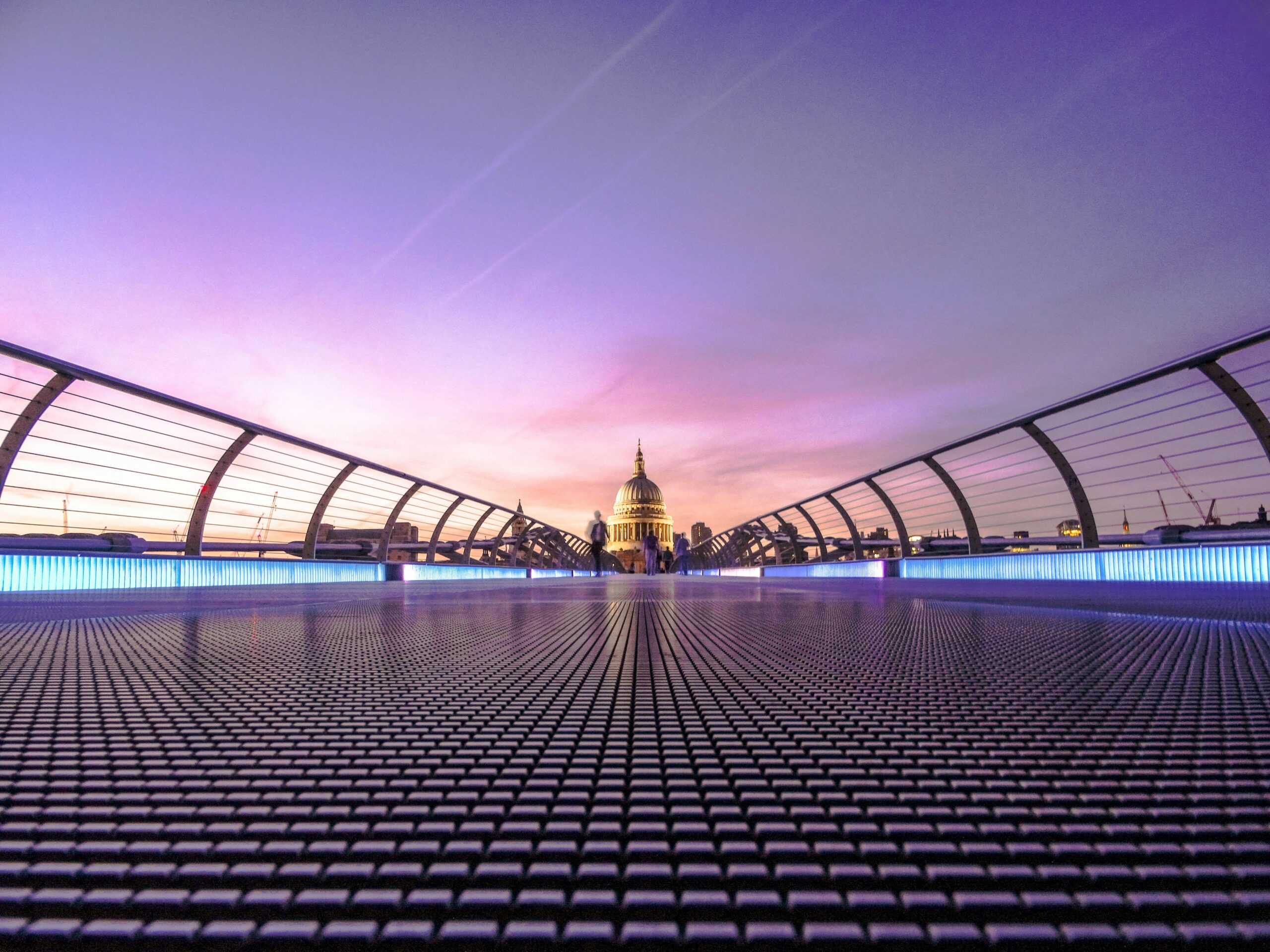 Photo of millennium bridge facing St. Paul's Cathedral