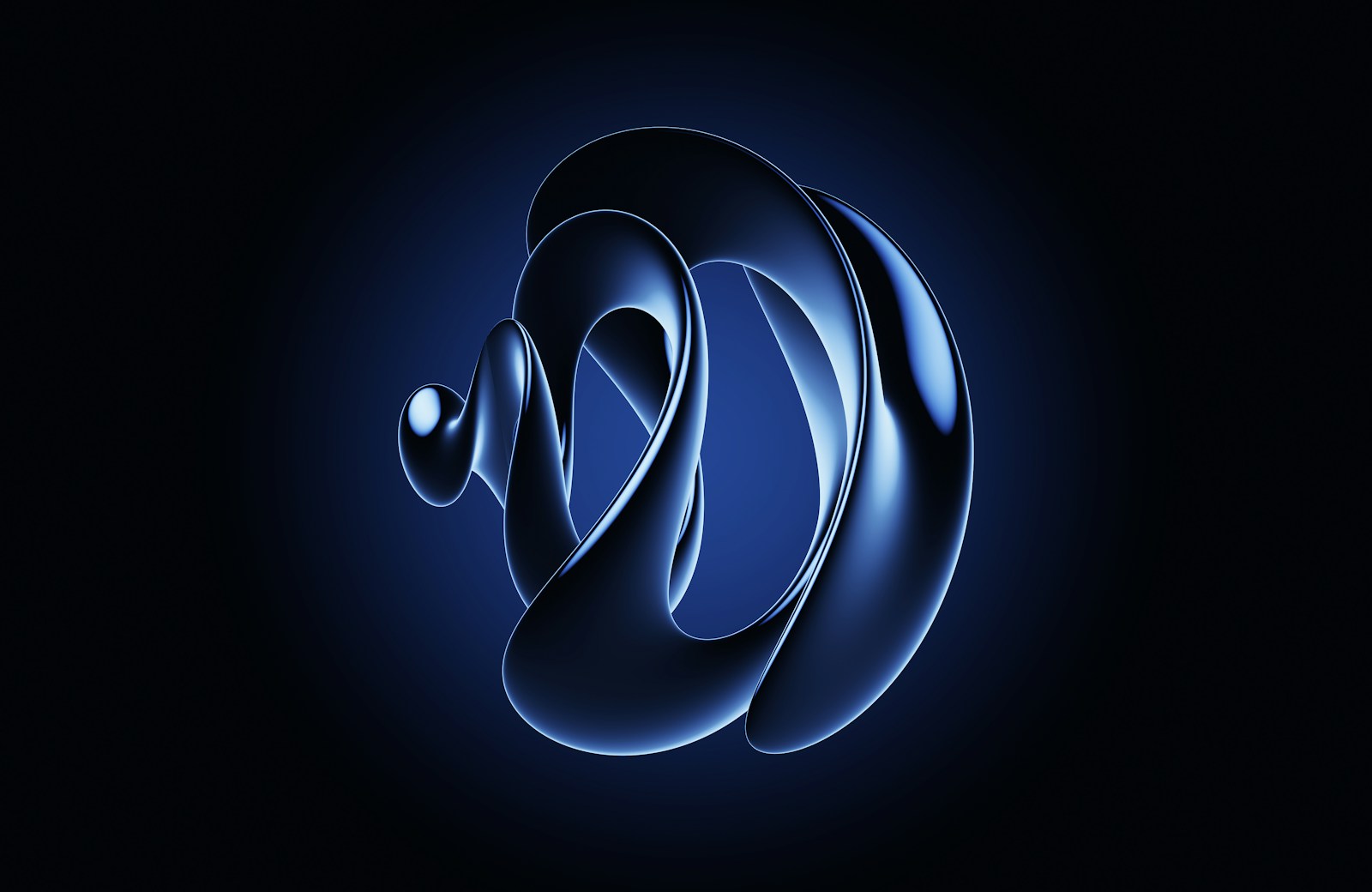 Abstract metallic sculpture on a dark background