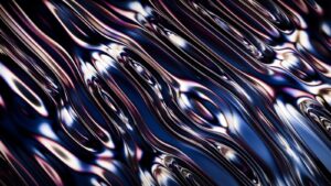 Abstract metallic waves with dark blue and purple hues